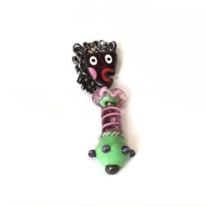 WS Kikika Sterling Silver Limited Edition Lampwork Glass & Enamel Pin/Pendant